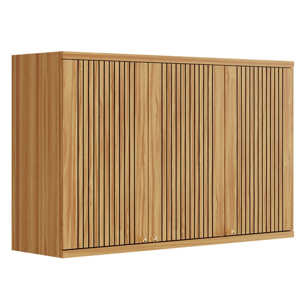 Armário Aéreo Cozinha 120 Cm Sauvignon 3 Portas 2 Prateleiras 100% Mdf Amêndoa - Rio Doce