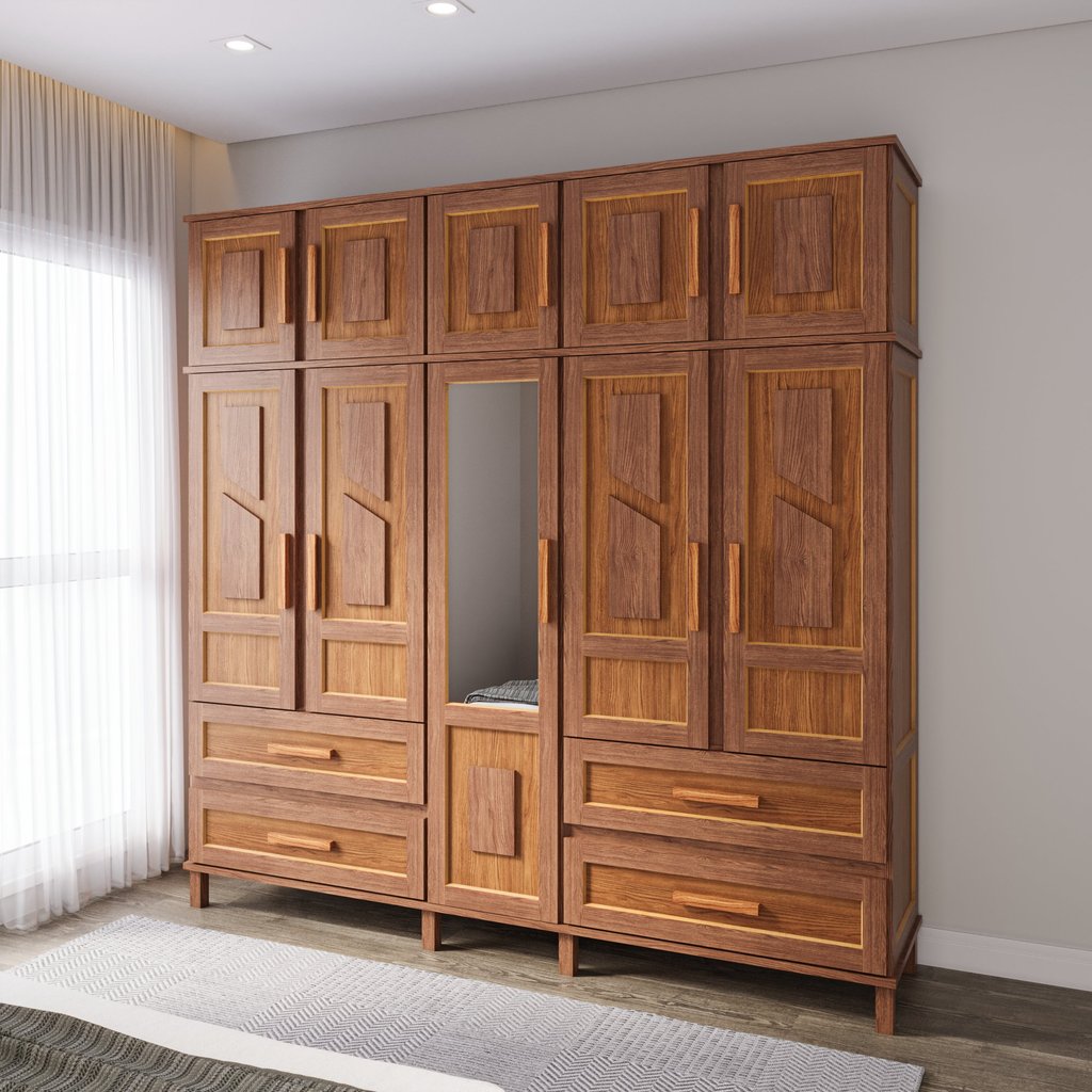 Guarda-Roupa Casal com Espelho 10 Portas 4 Gavetas Rio Branco Marrom/Ypê Ypê