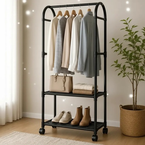Arara para Roupas Top Rio Cabideiro com 2 Prateleiras Sapateira Organizador Closet