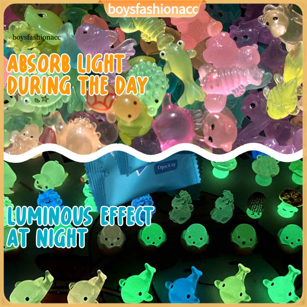 50pcs Glow-in-the-dark Animal Blind Bags Mini Resin Figurines Turtle Rabbit Duck Micro Landscape Decorations for Diy Cra