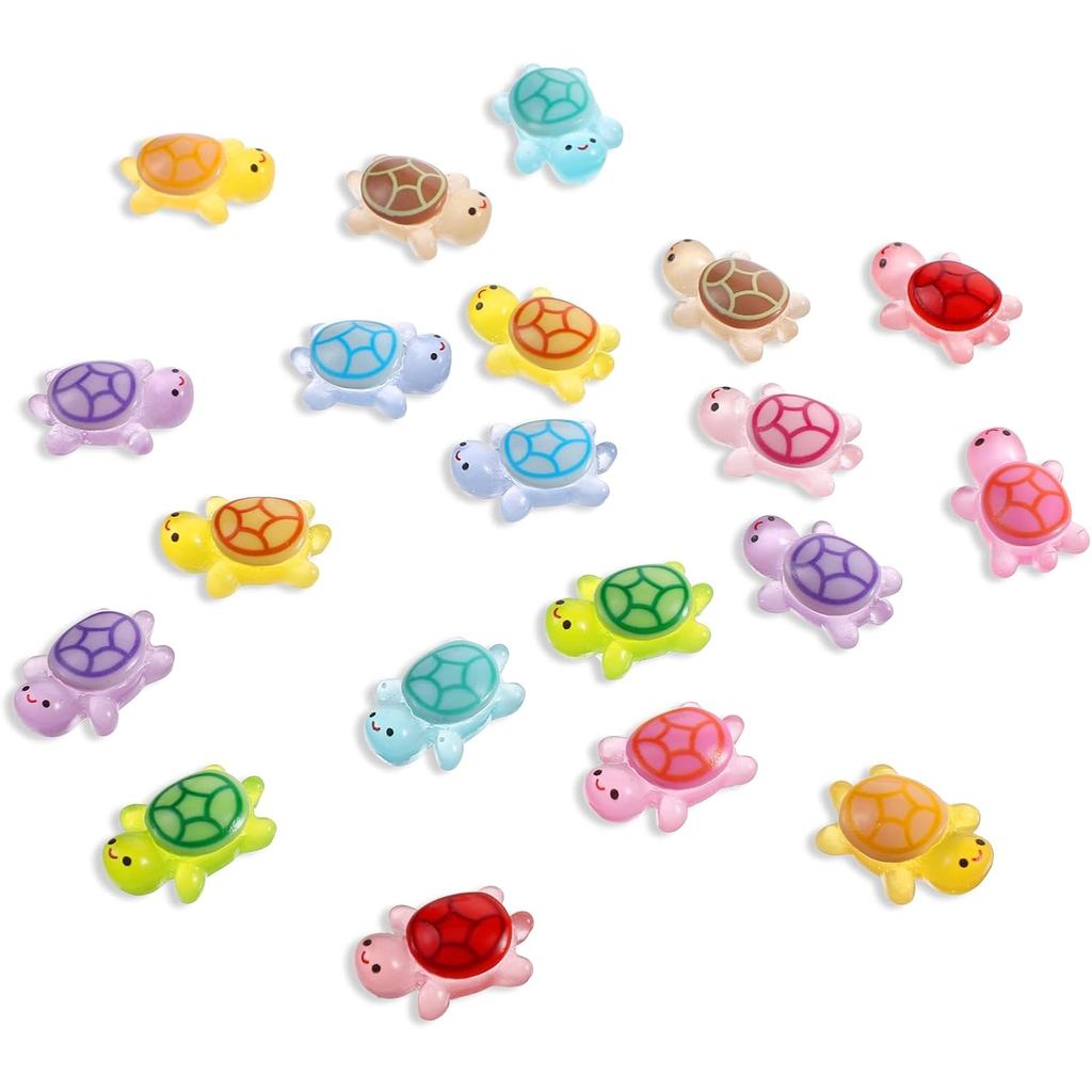 30PCS Mini Sea Turtle Figurines, Mini Glow in the Dark Turtles Animals Figurines Sea Turtle Resin Figures Tiny Figures S