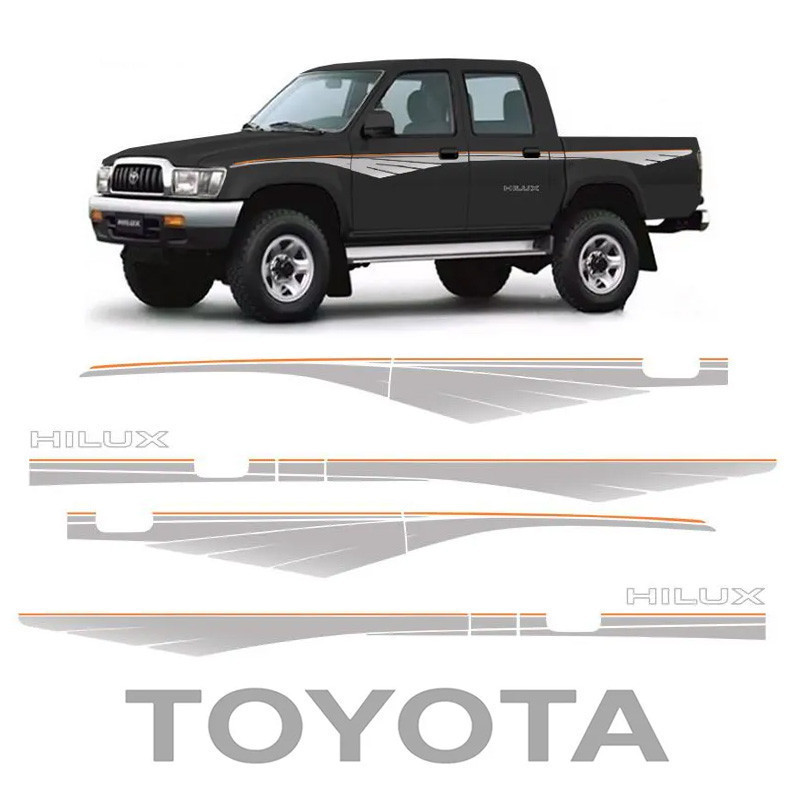 Faixa Hilux 1992/2004 + Adesivo Tampa Traseira Toyota Cinza