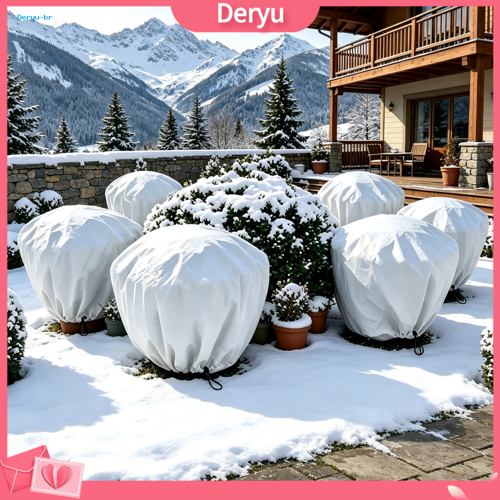 Winter Plant Protection Covers Reusable Non-woven Garden Fabric Cover with Drawstring – Frost Cloth Freeze for Outdoor