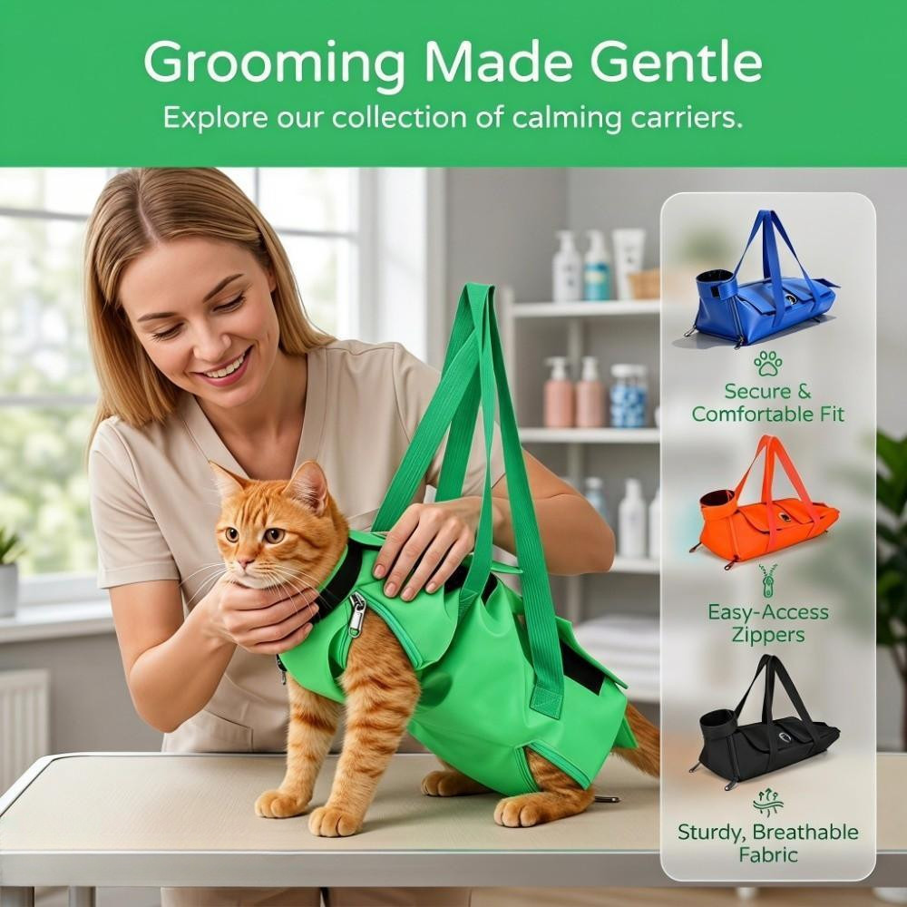 BLUEVELVET1 Mochila Para Animais De Estimação , Bolsa Portátil Fixa Gato Com Mordida Antiarranhões De Ombro Duplo , Dobr