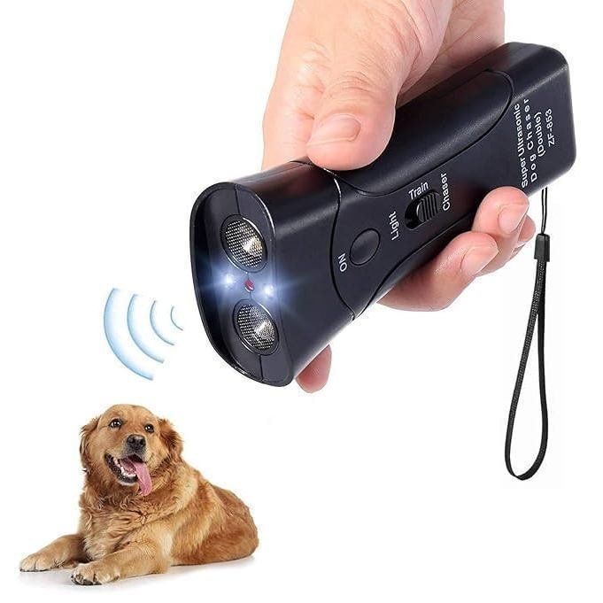 Repelente Eletrônico de Cães Virza Trade, Repelente Ultrassônico com Lanterna LED, Treinador Anti-Latido