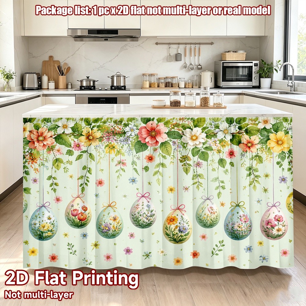 2D Plano 1 Peça Estilo Romântico Francês Páscoa Floral Egg Garland Impressão Digital Cortinas Divisórias Minimalistas ,