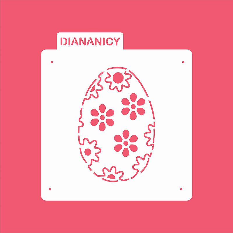 Estêncil Diananicy Nº 336  - Stencil Ovo Florido Confeitaria Pasta Biscoito