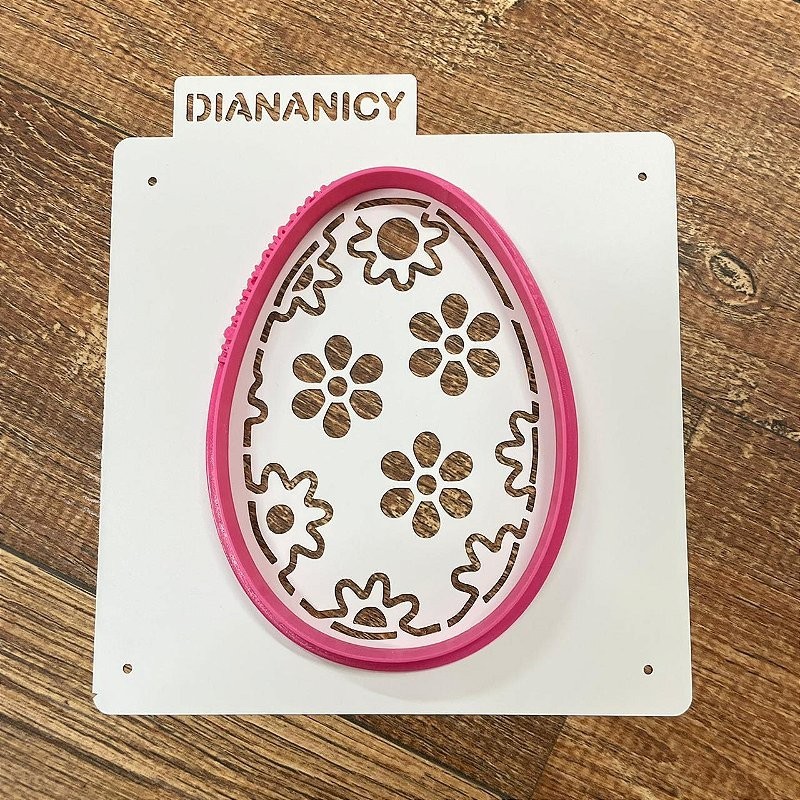 Estêncil Diananicy Nº 354 - Stencil Ovo Florido Confeitaria Pasta Biscoito D250338