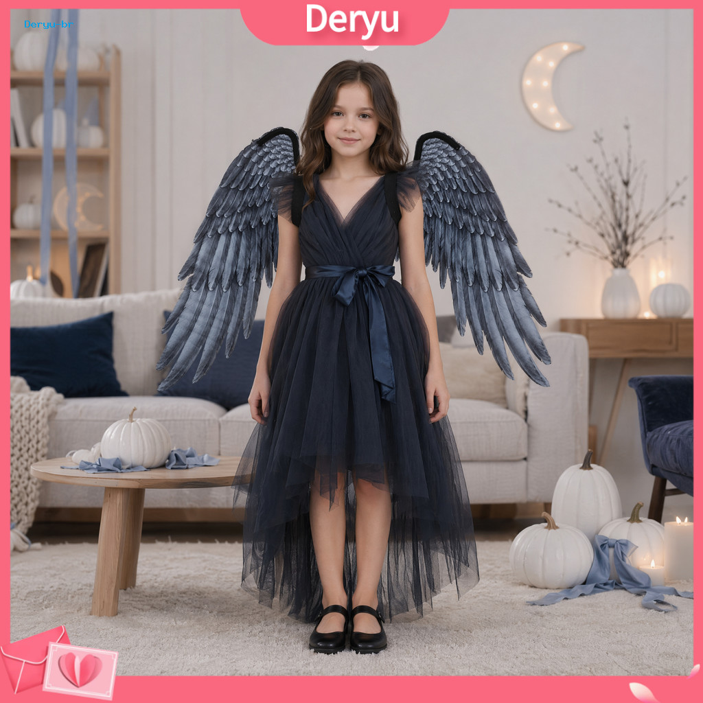 Children Angel Wings Halloween Costume Kids' Lightweight Simulated Dress-up Props with Elastic Straps Non-woven Decorati