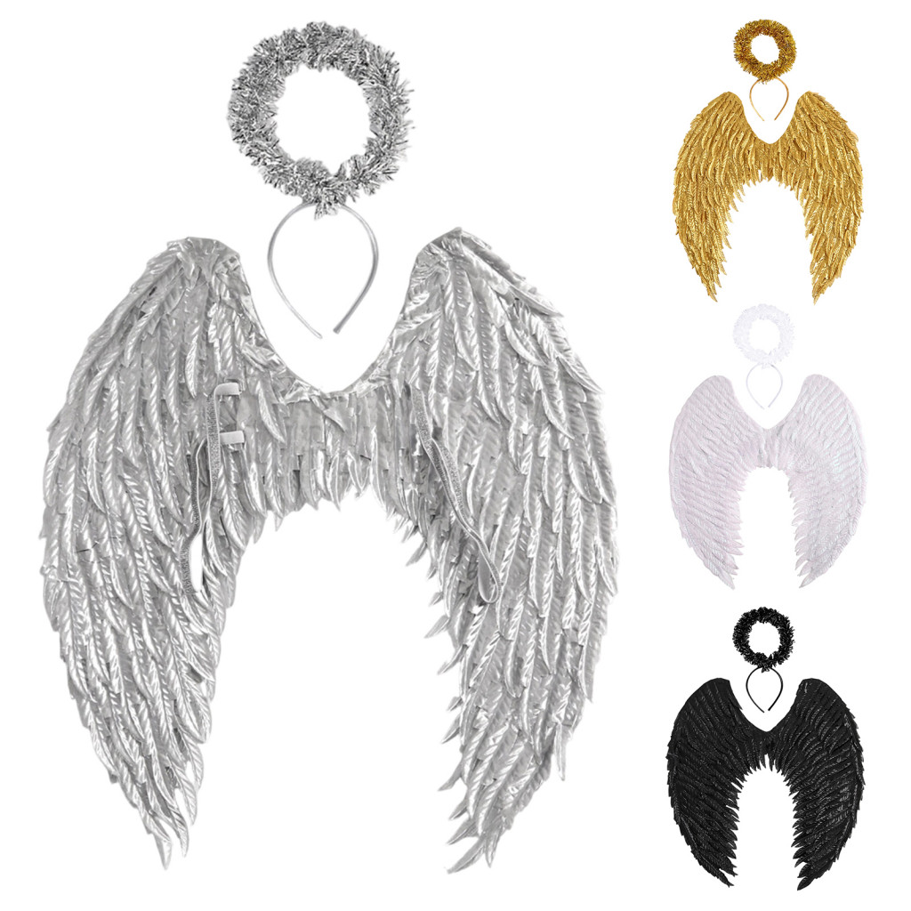 Cosplay Wings for Parties Angel for Costumes Costume for Kids – Feathered Dress-up Accessory for Halloween Fancy Dress