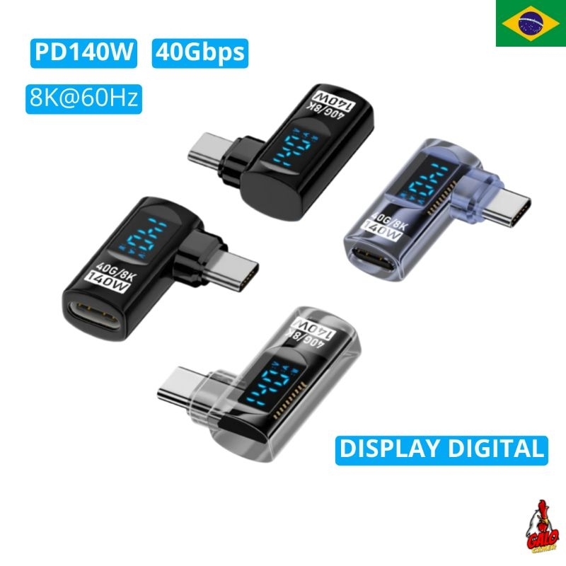Adaptador Conector USB-C 90º Display Digital