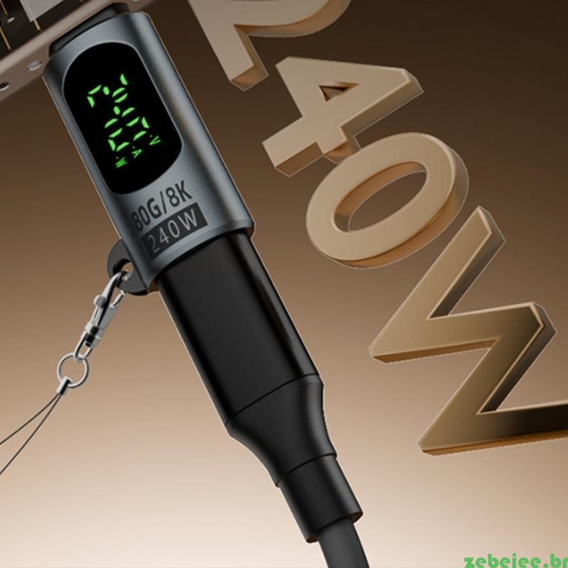 Adaptador zebeiee Tipo-C Display Digital 240W 80Gbps 8K 60Hz USB Para Fêmea