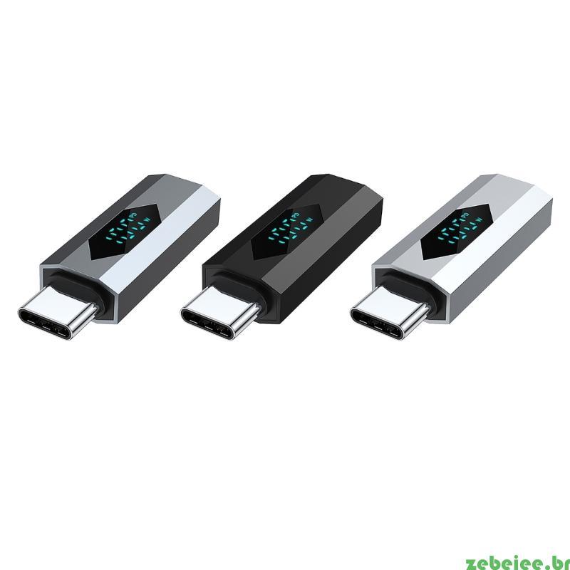 zebeiee Adaptadores USB C OTG Display Digital 100W Carregamento Rápido Para Tipo Fêmea
