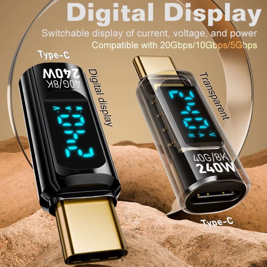 Adaptador USB 4 OTG com display digital 240w 40gbps