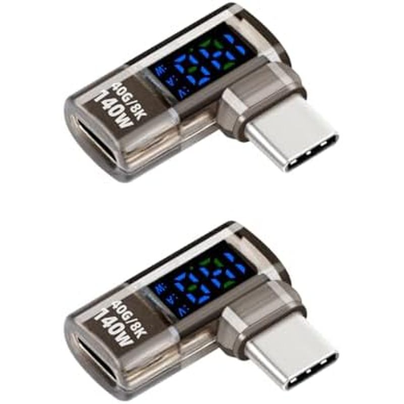 Adaptador GELRHONR USB C 90 Graus , Testador De Medidor De Energia Tipo De 140 W Com Display Digital LED , Ângulo Reto D