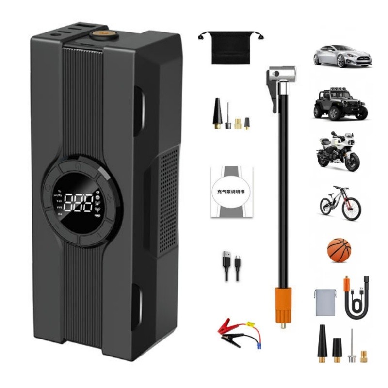 Inflador de pneus portátil sem fio de 150 PSI com manômetro digital e luz LED