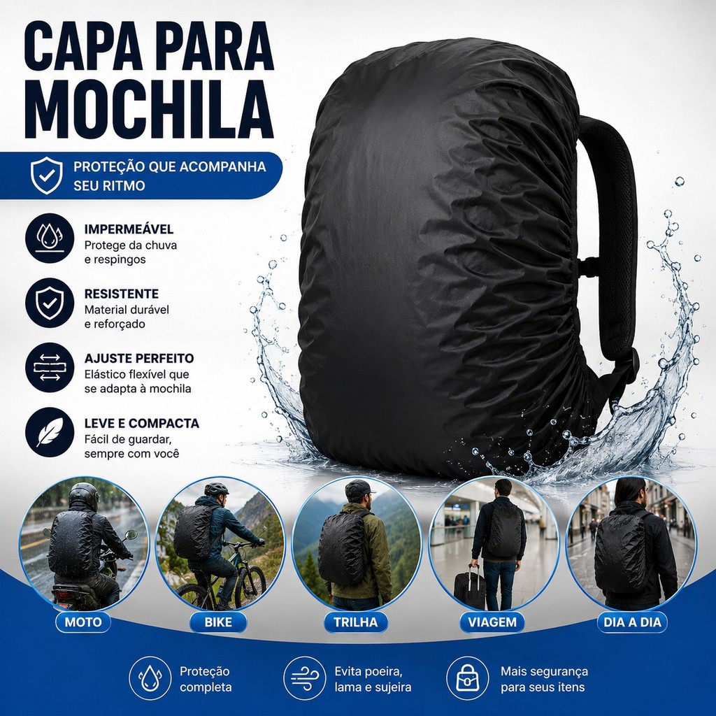 Capa Para Mochila Multiuso Impermeável À Prova D'Água Poeira Para Ciclismo Caminhada Viagem Campig