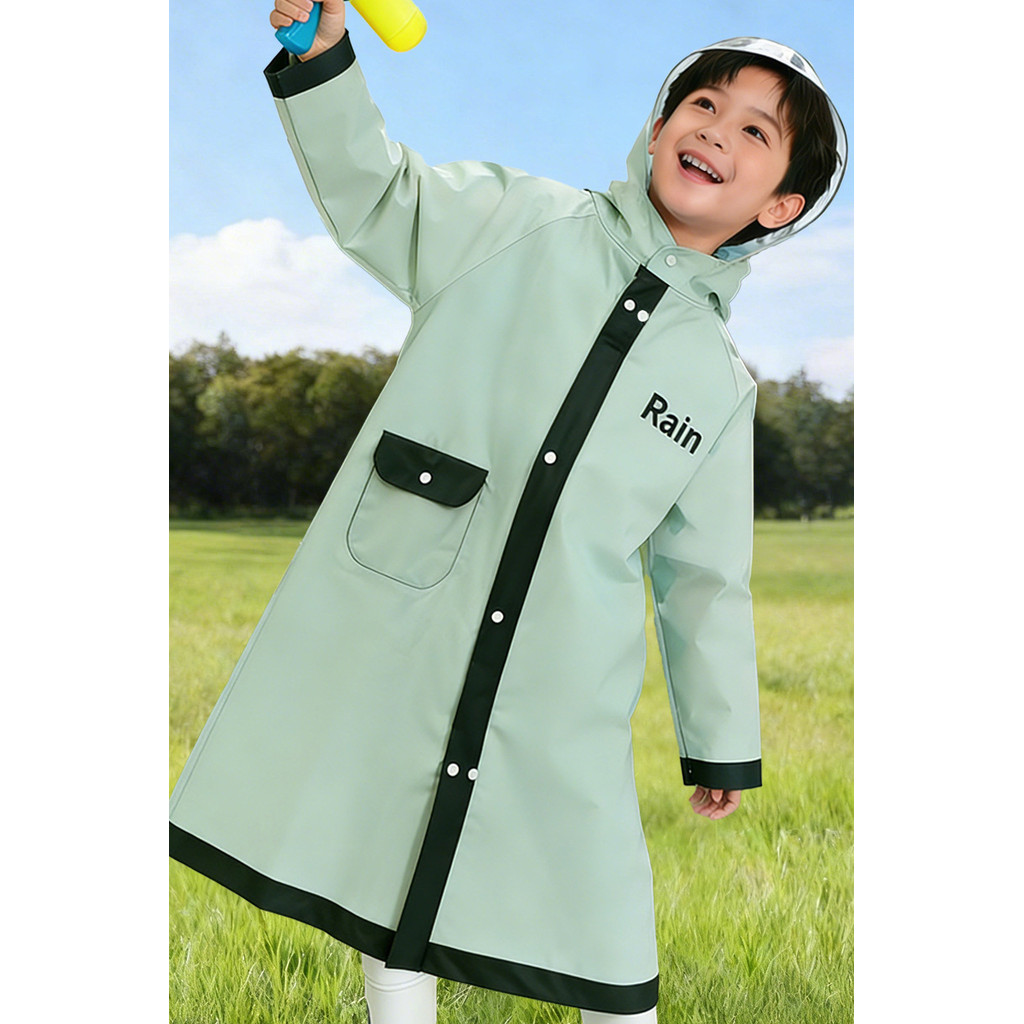 Crianças Plus Size EVA capa de chuva estudantes do ensino fundamental corpo inteiro à prova de chuva mochila estendida c
