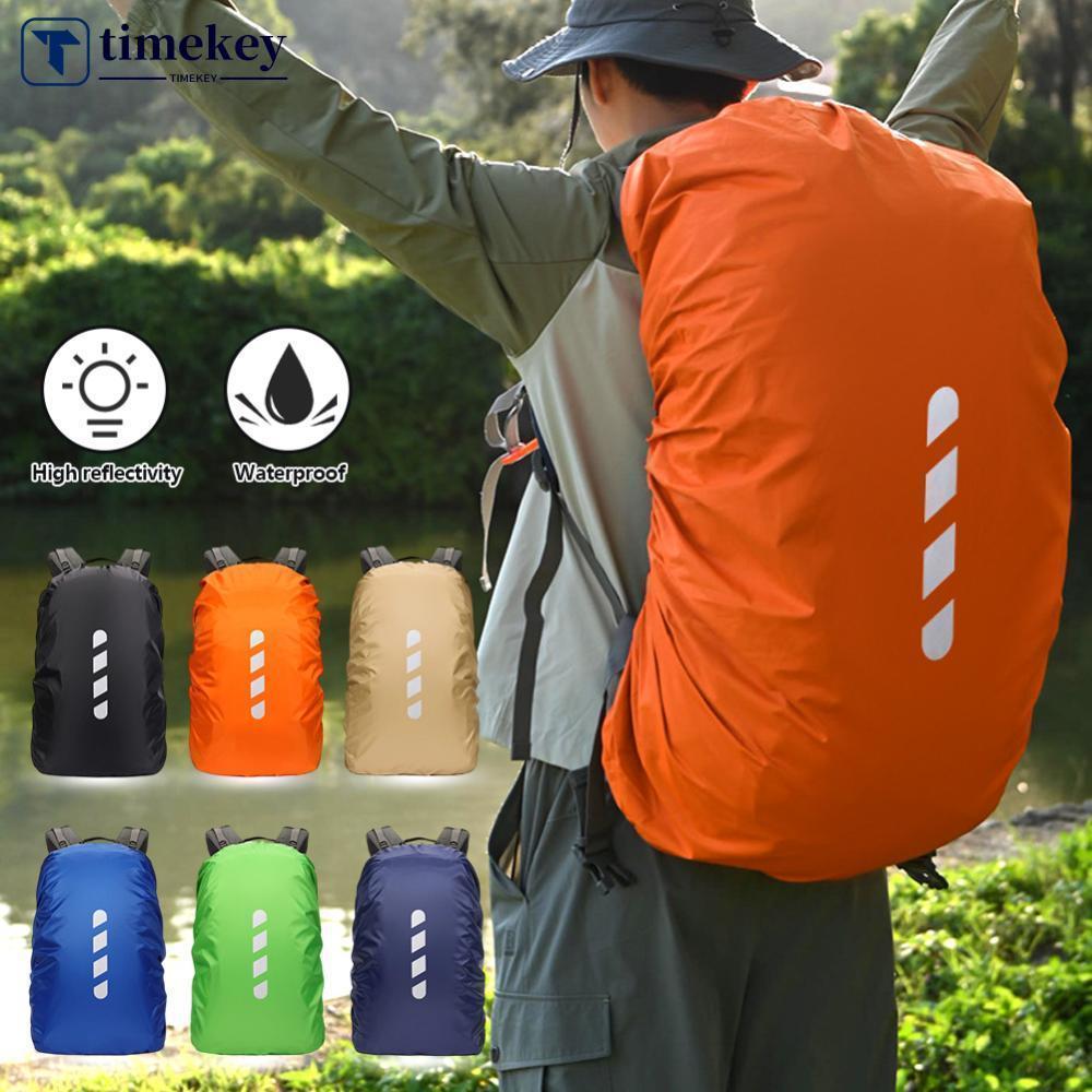 TIMEKEY 15-75L Mochila Reflexiva Capa De Chuva À Prova D'água Esporte Ao Ar Livre Ciclismo Luz De Segurança Noturna Bols