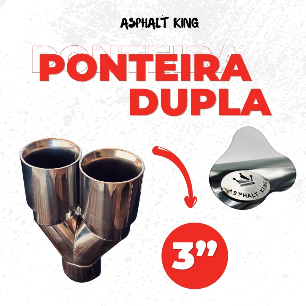 Ponteira Full Inox Saída Dupla Reta 3 Pol Escapamento