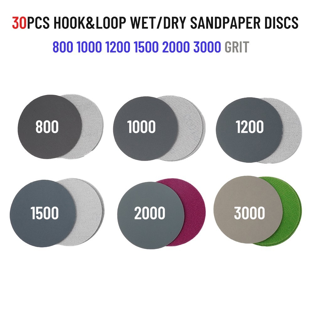 Envio Rápido ❤️ 30pcs 3in/75mm Hook & Loop Wet/Dry 800 1000 1200 1500 3000discos De Lixa De Grão