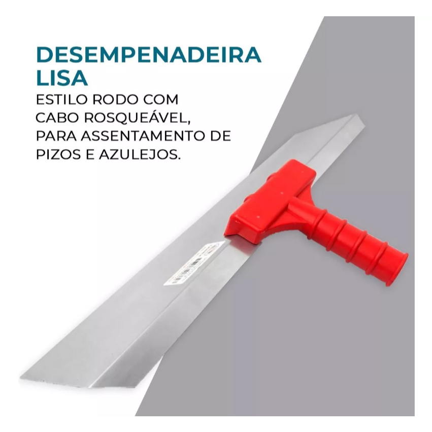 Desempenadeira Rodo Lisa de Aço Com Suporte Universal Fixo 48x12cm