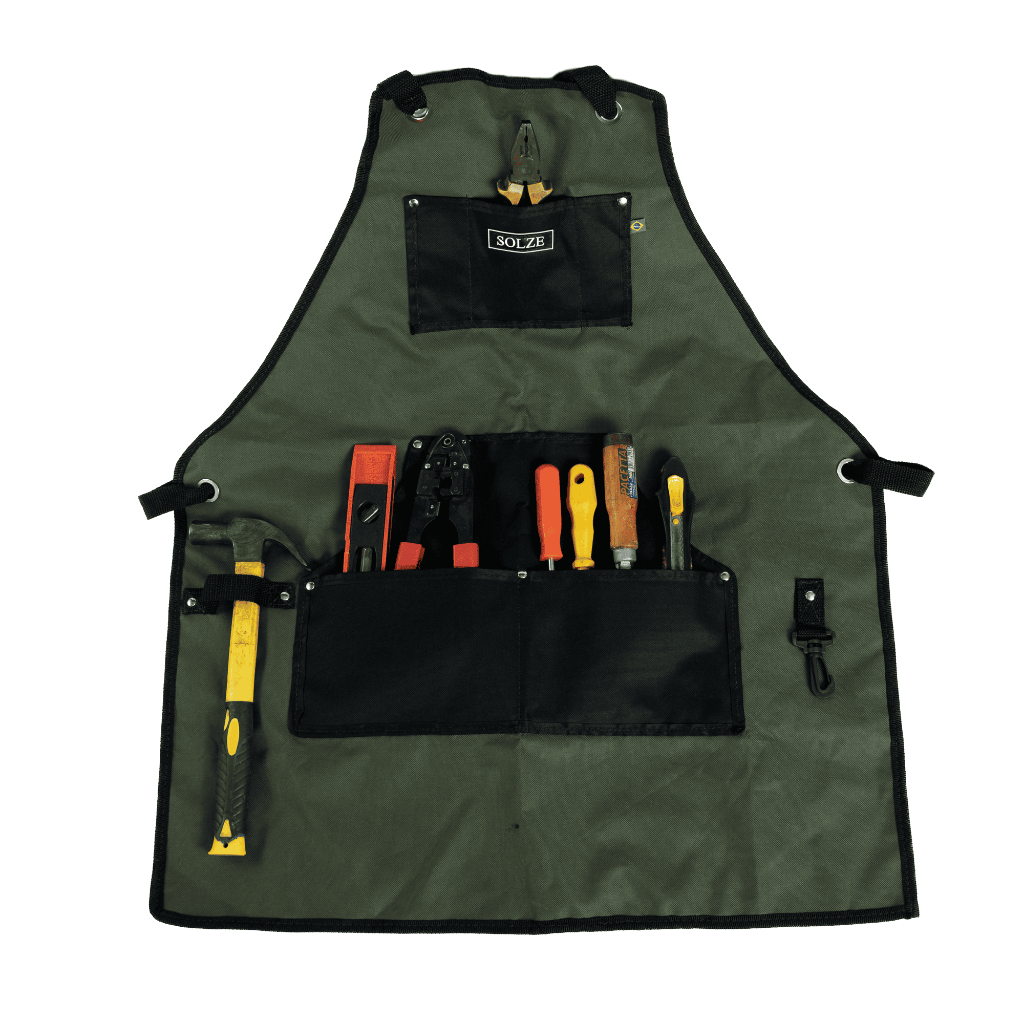 Solze Avental Multiuso Para Ferramentas com 6 Bolsos, Suportes, Mosquetão para Pendurar Objetos