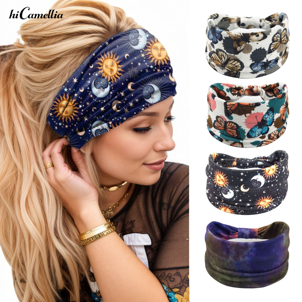 Bohemia Headband Wide Breathable Stretch Yoga Knotted Hairband Style Head Wrap for Women and Girls – Comfortable Hair