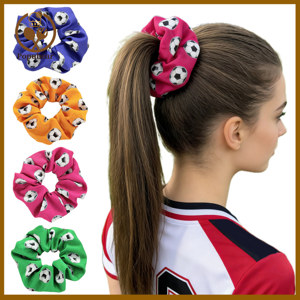 Comfortable Hair Tie Soccer Pattern Large Size High Elasticity Ponytail Holder Sports Rope Women Girls Accessories for A