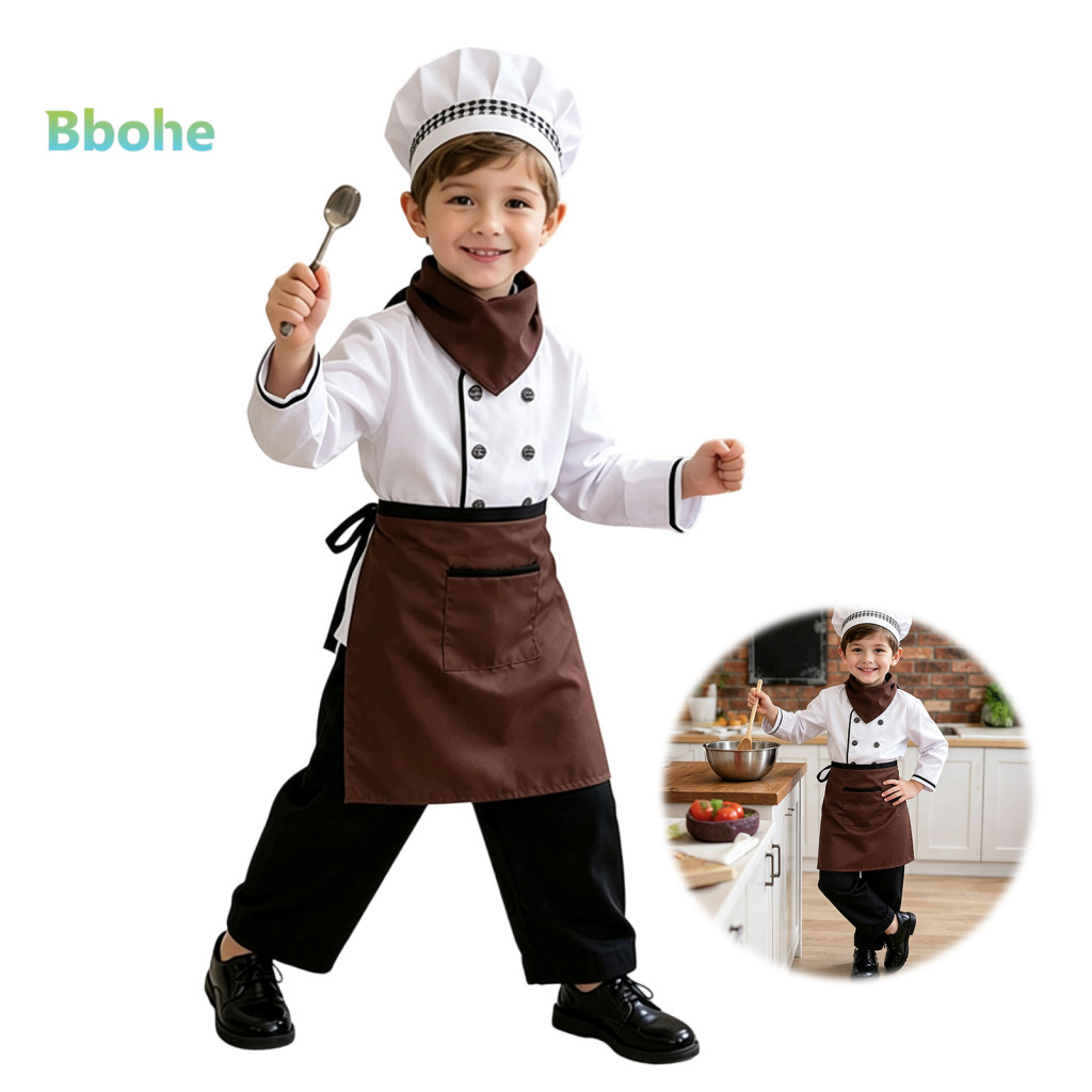 Toddler Cooking Outfit Kids Chef Costume for Boys and Girls – Comfortable with Apron Hat Perfect for Role Play Baking