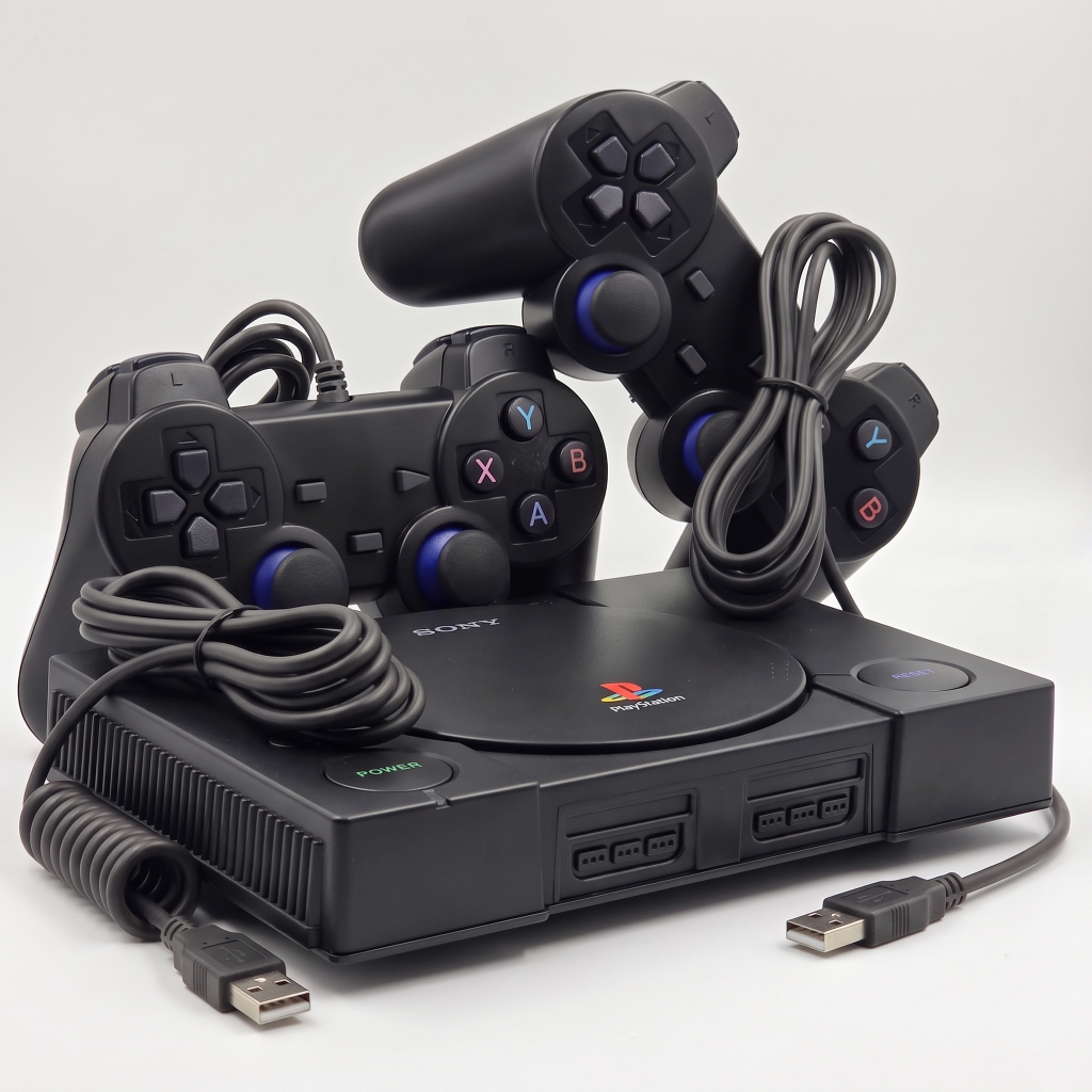 Game Retro Mini PS1 Black com Jogos na Memória Multijogos Completo Conectou Jogou