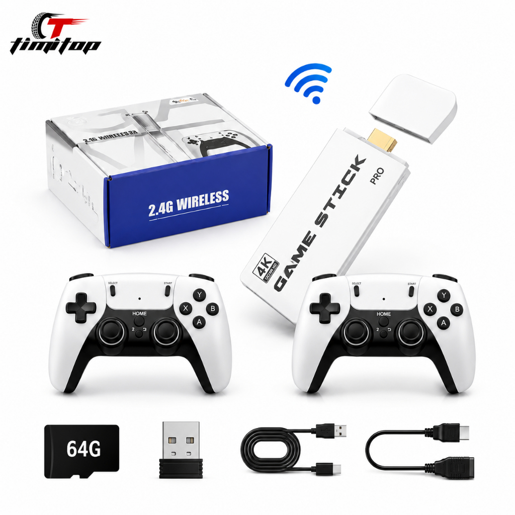 NOVO Vídeo Game Stick M15 Plus 4k 64gb Hdmi Com 2 Controles Se Fio +20mil Jogos Moby