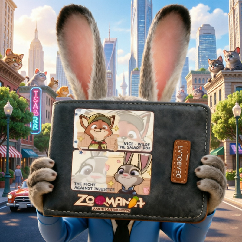 Crazy Zoo Judy Nick Animação Mercadoria Carteira Curta Masculino Feminino Porta Cartão de Estudante Bolsa de Moedas Port