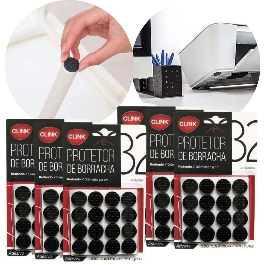 Kit 320 Protetor Redondo Feltro Auto Adesivo 1,9cm Colante Pé Sofá Cadeira Mesa Para Não Riscar Piso Anti derrapante