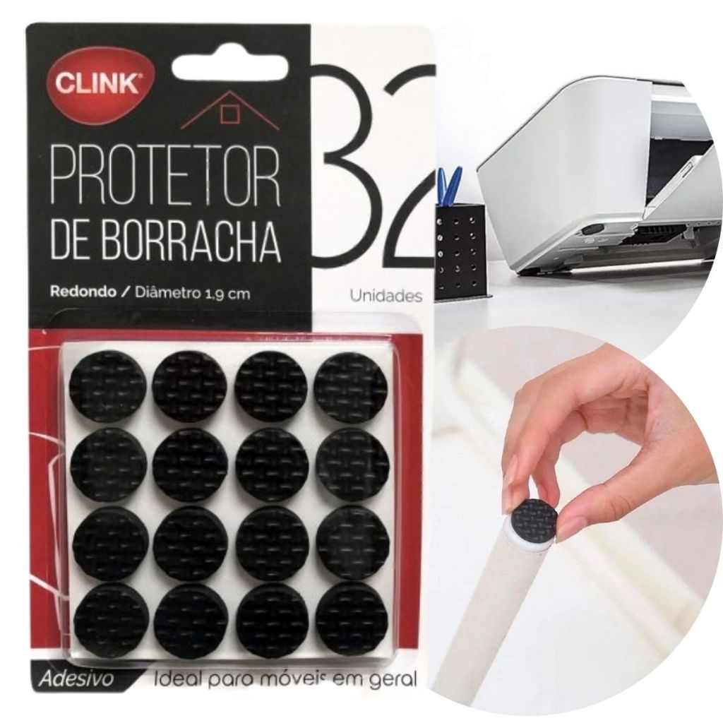 Kit 32 Protetor Redondo Feltro Auto Adesivo 1,9cm Colante Pé Sofá Cadeira Mesa Para Não Riscar Piso Anti derrapante