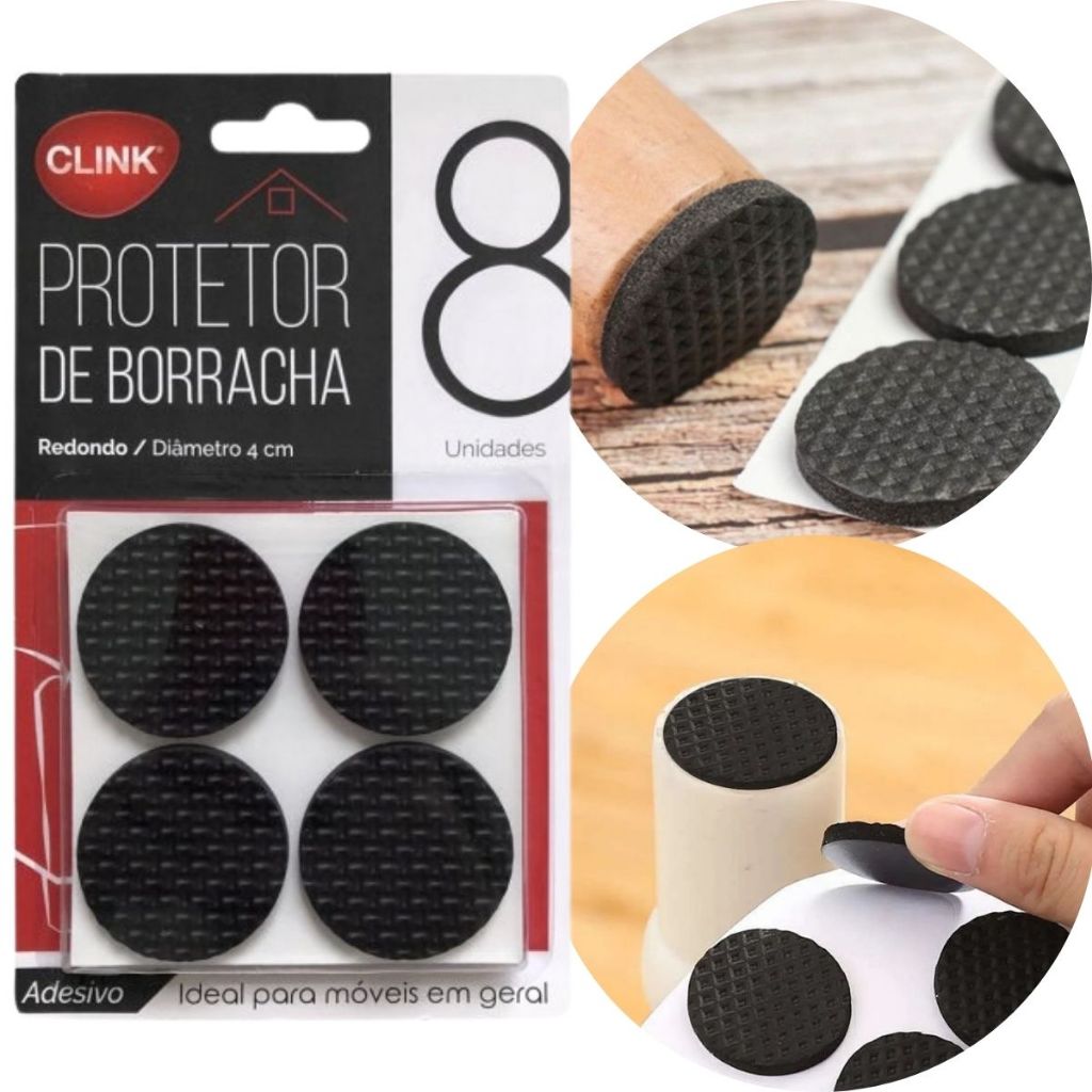 Kit 8 Protetor Redondo Feltro Auto Adesivo 4cm Colante Pé Sofá Cadeira Mesa Para Não Riscar Piso Anti derrapante