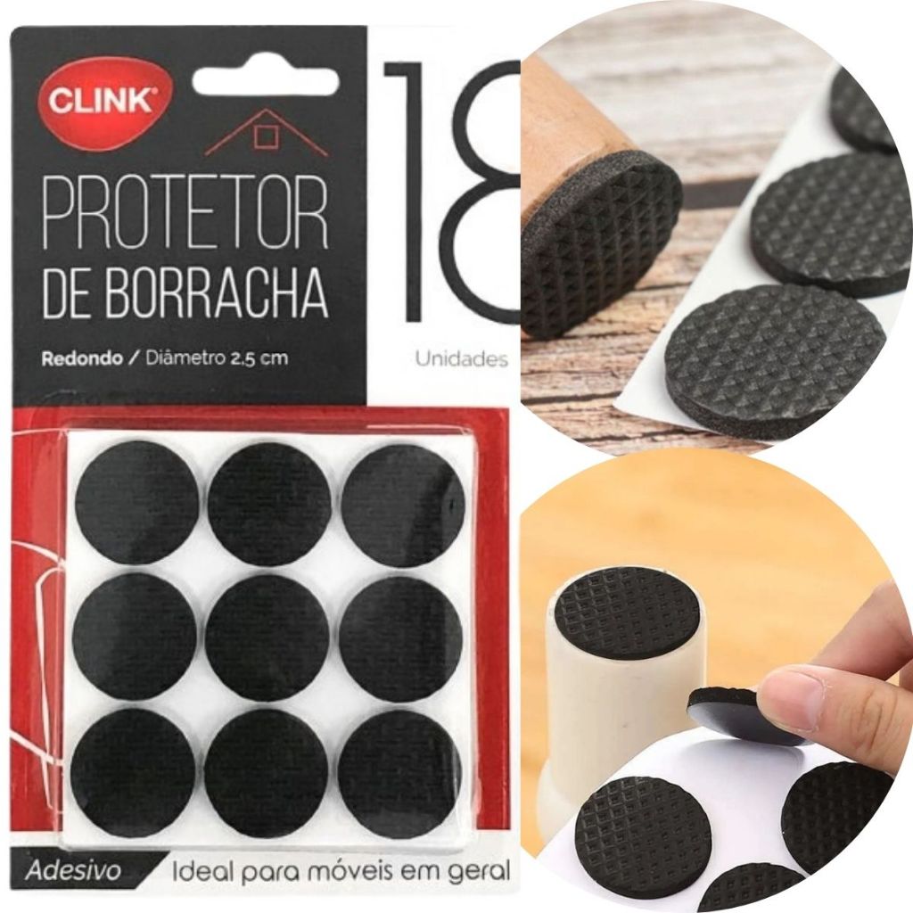 Kit 18 Protetor Redondo Feltro Auto Adesivo 2,5cm Colante Pé Sofá Cadeira Mesa Para Não Riscar Piso Anti derrapante