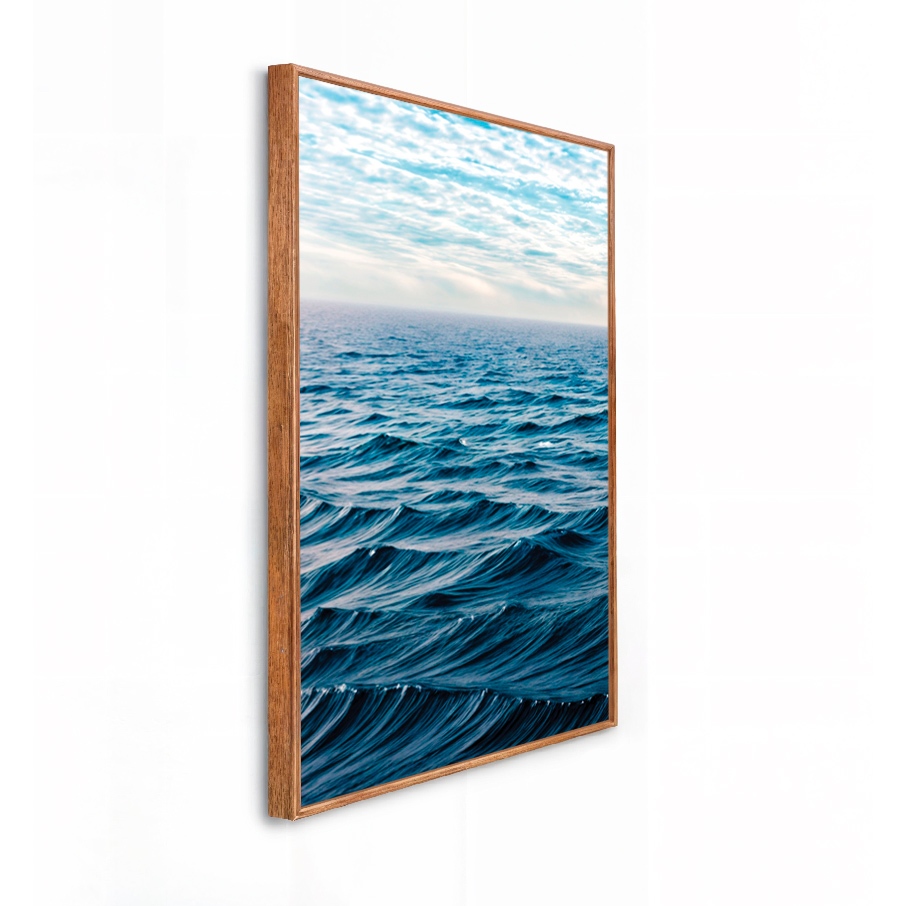 Quadro Decorativo Grande 41x61x3.5cm Moldura Caixa Guarda Mar Azul lado DIREITO