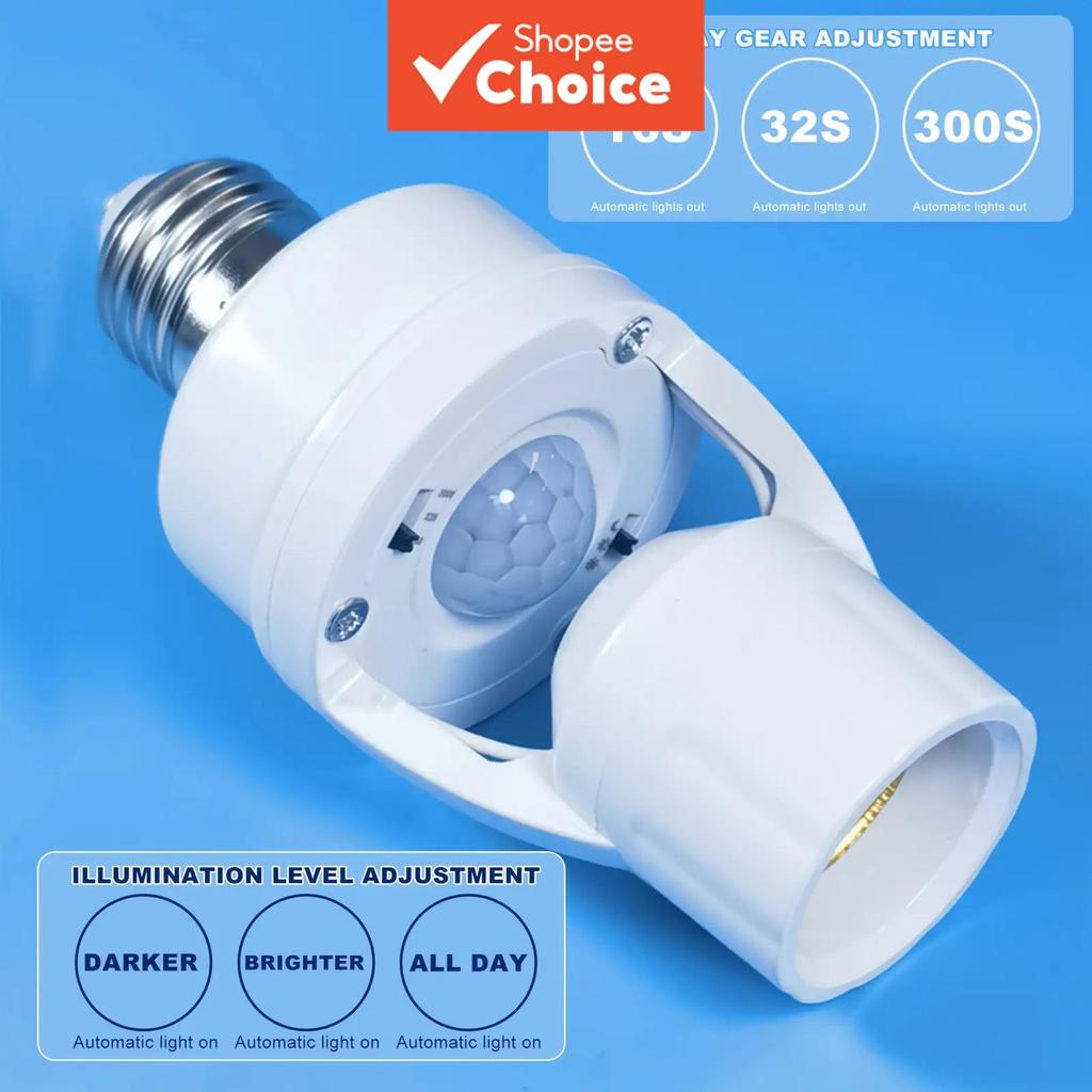 Axus 2026NEW Smart E27 Pir Motion Sensor Suporte De Lâmpada LED Adaptador Base AC 110V 220V