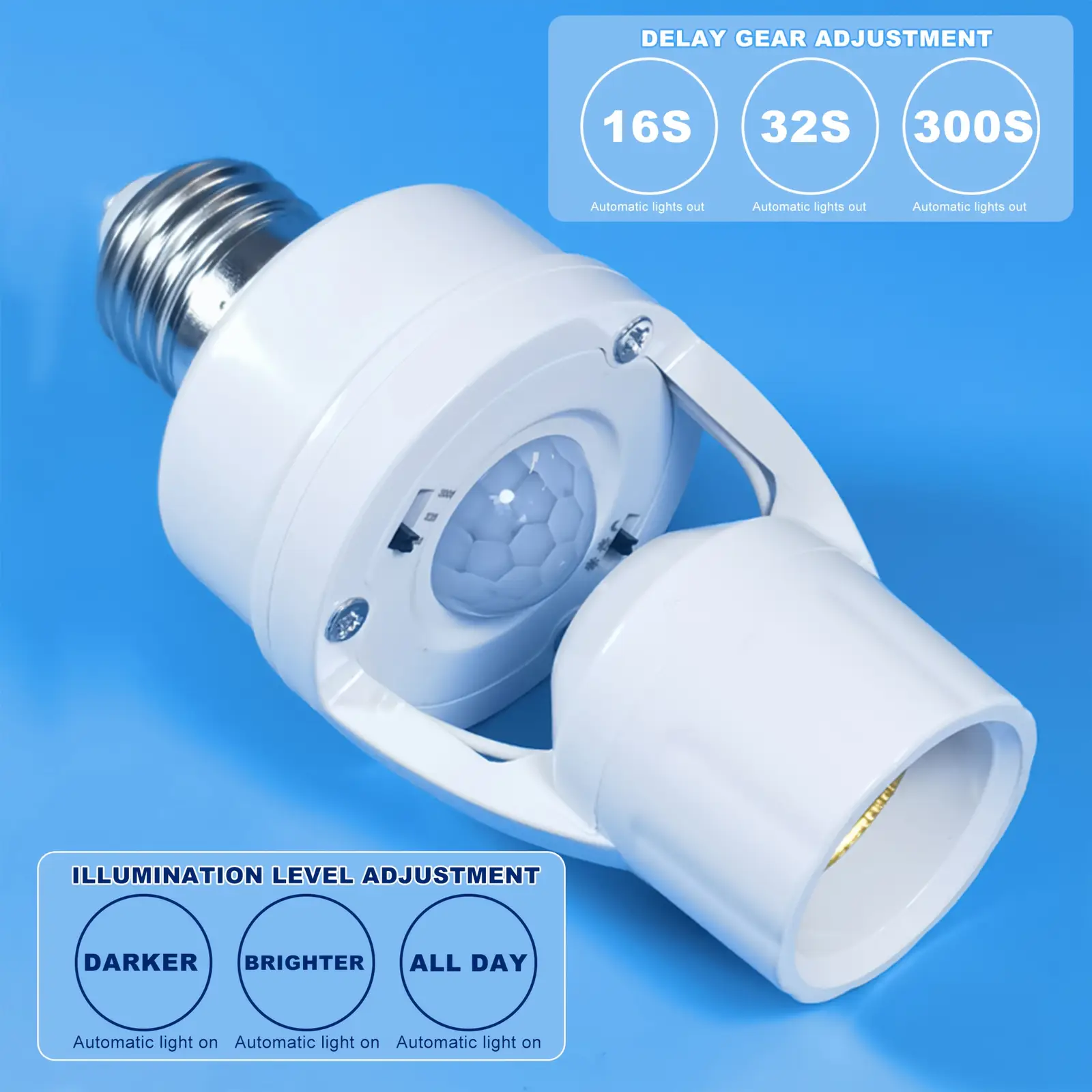 Axus 2026NEW Smart E27 Pir Motion Sensor Suporte De Lâmpada LED Adaptador Base AC 110V 220V