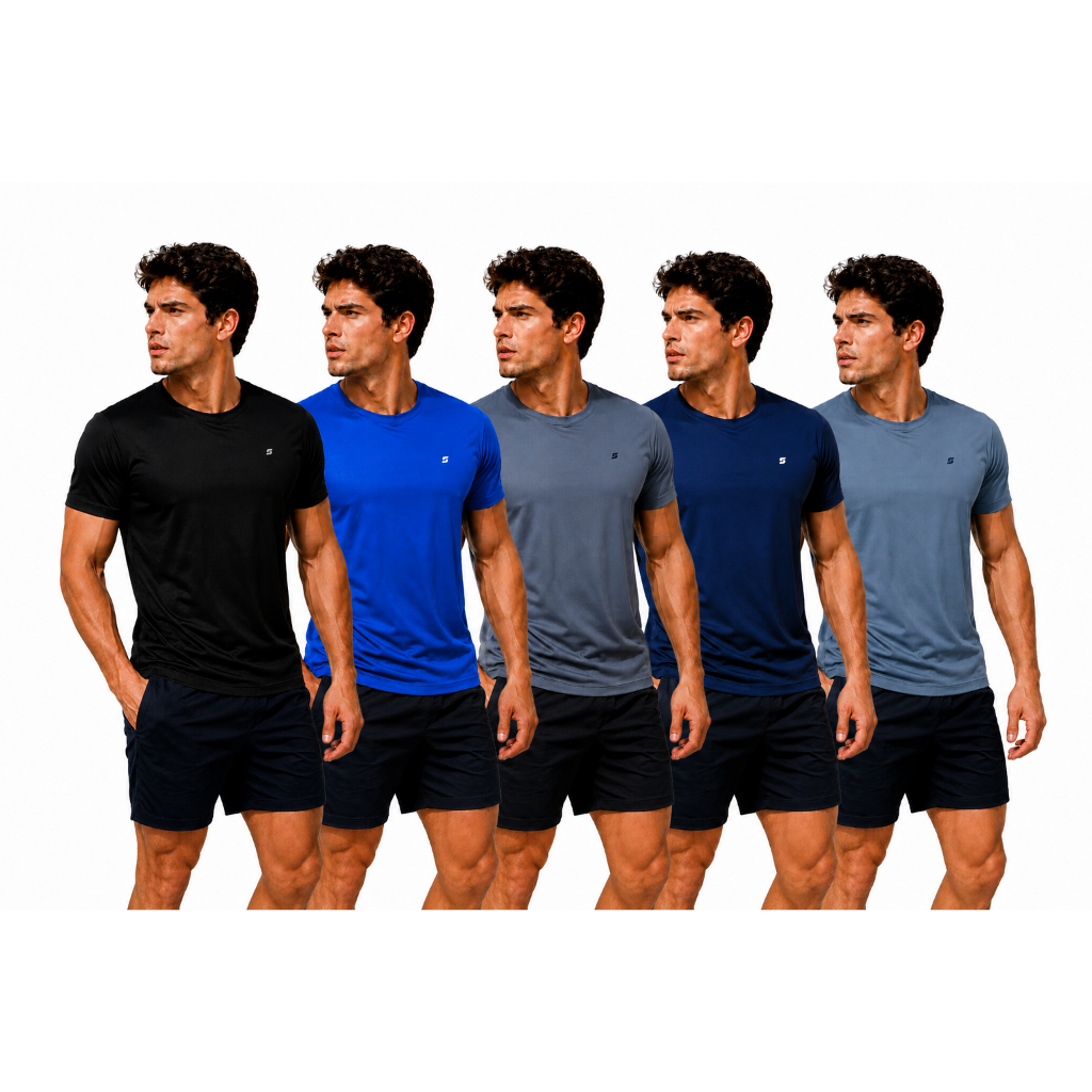 Kit 3 Camisetas Dry Fit Masculinas Para Treinos Musculação Esportes Academia Corridas Fitness Manga Curta Secagem Rápida