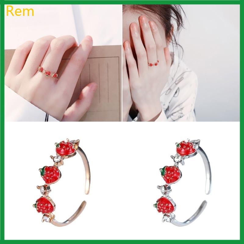 Rem Elegante Morango Zircônia Cúbica Jóias Metal Ajustável Para Melhor Amigo Namorada