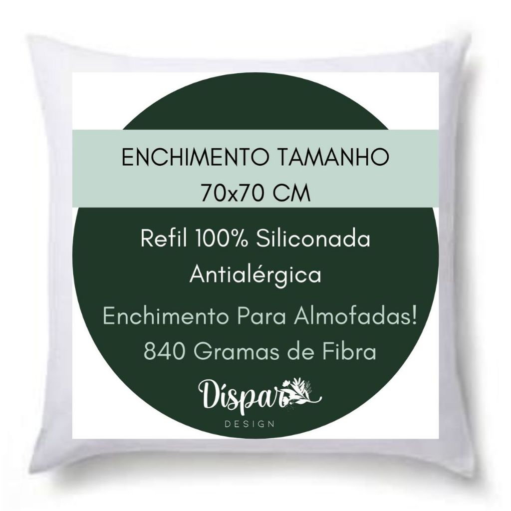 Refil Almofada Enchimento 70x70 cm - 840g de Fibra 100% Siliconada Anti Alergico Extra Cheio
