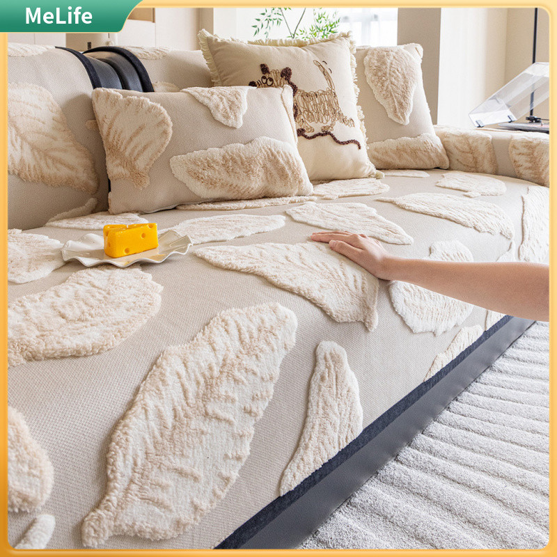 Almofada De Sofá De Veludo Jacquard Retrô 1/2/3/4 Lugares De Espessura Anti Arranhões De Gato Assento De Pelúcia Antider