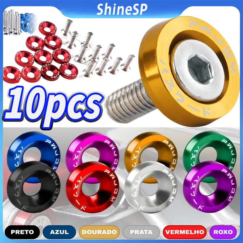 Parafuso Arruela Anodizadas Kit 10 Unidades M6x20 Jdm Tuning