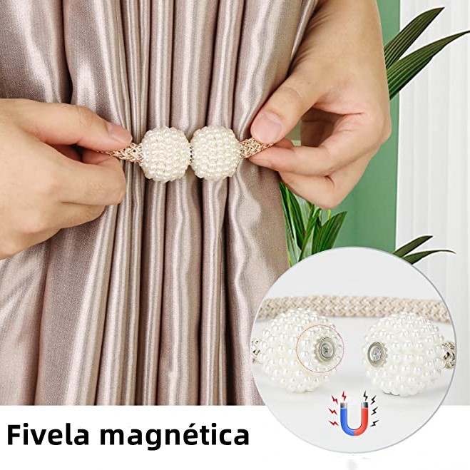 5 Pcs ÍMã Cinto De Cortina De Tecido Corda Imitação De Pérolas Fivela Livre De Volta Clipe