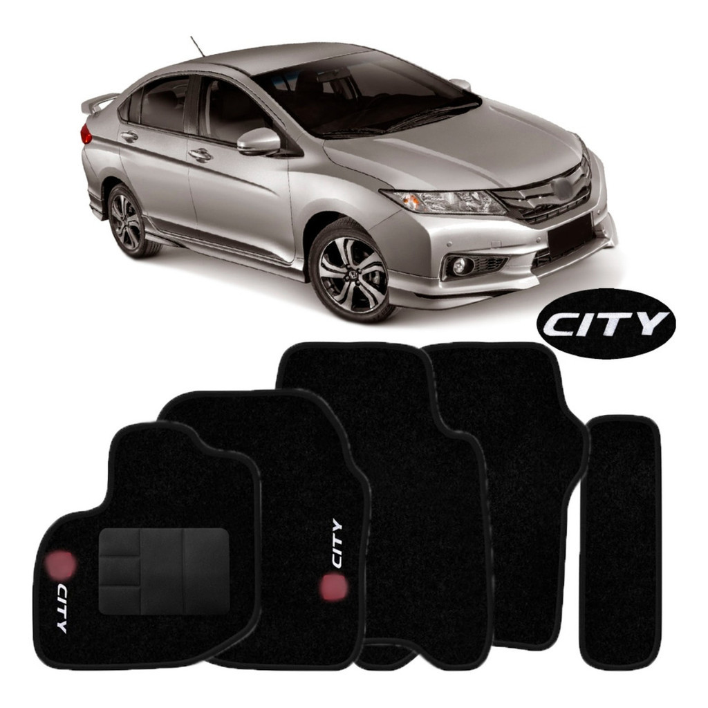 Kit de tapetes 5 peças específico City 2015 16 ... 19 2020 Carpete Preto