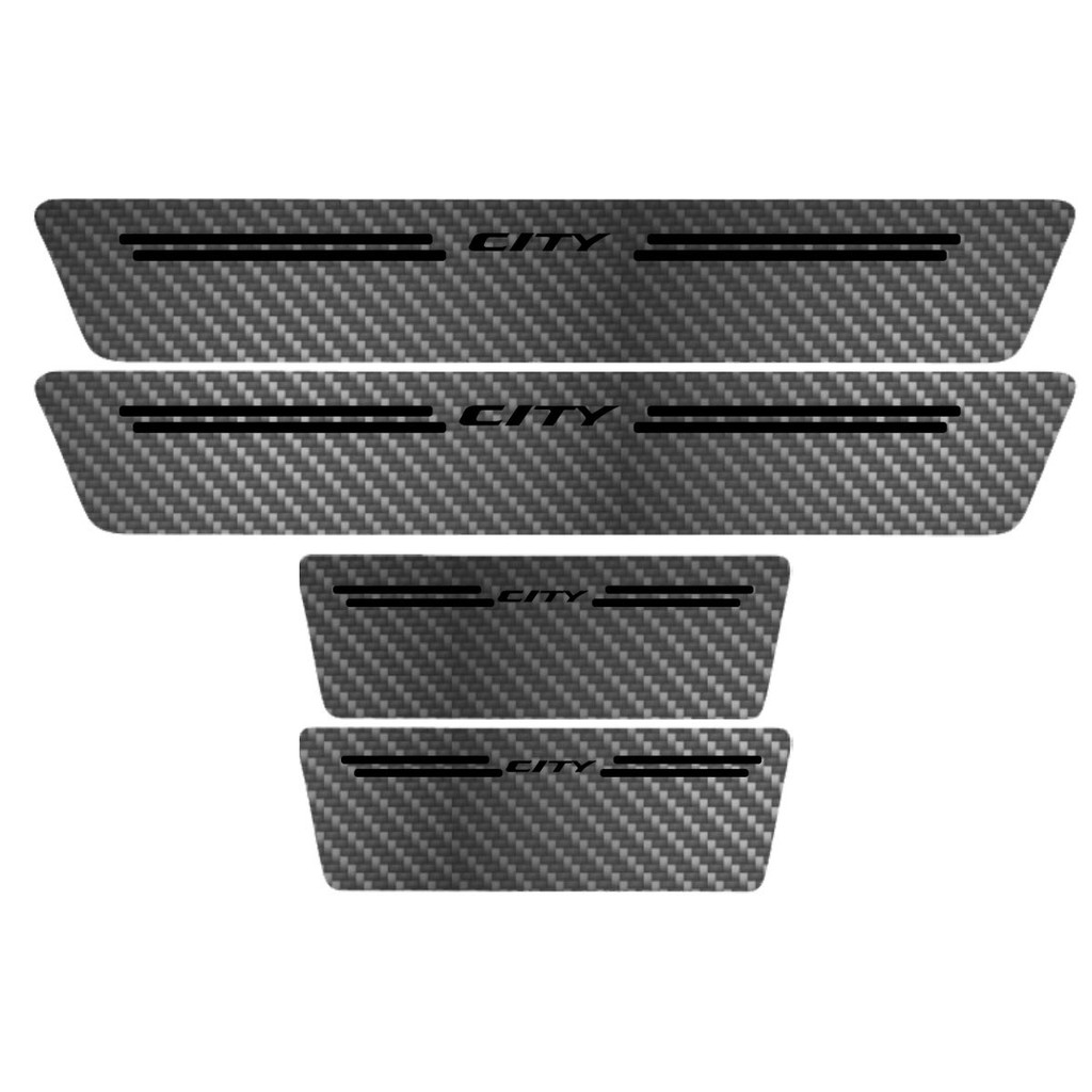 Kit Soleira Protetora Porta Premium Black Carbono - City