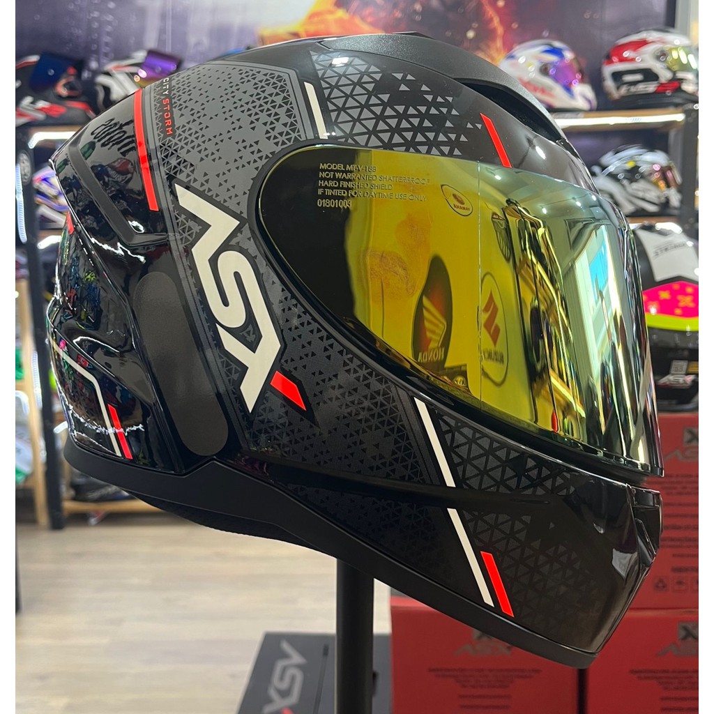 Capacete Sportivo ASX City Storm Preto, Cinza e Vermelho