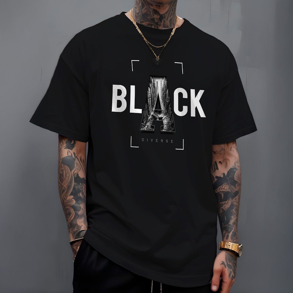 Camiseta Masculina City Black  Streetwear Camisa Manfinity 100 Algodão 30.1